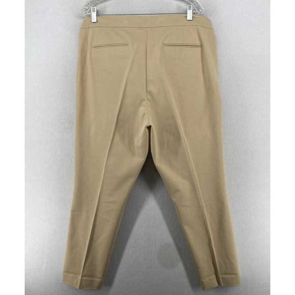 LAUREN RALPH LAUREN Pants 18 Twill Sateen Tapered Ankle Trouser Cotton Beige - Picture 3 of 13
